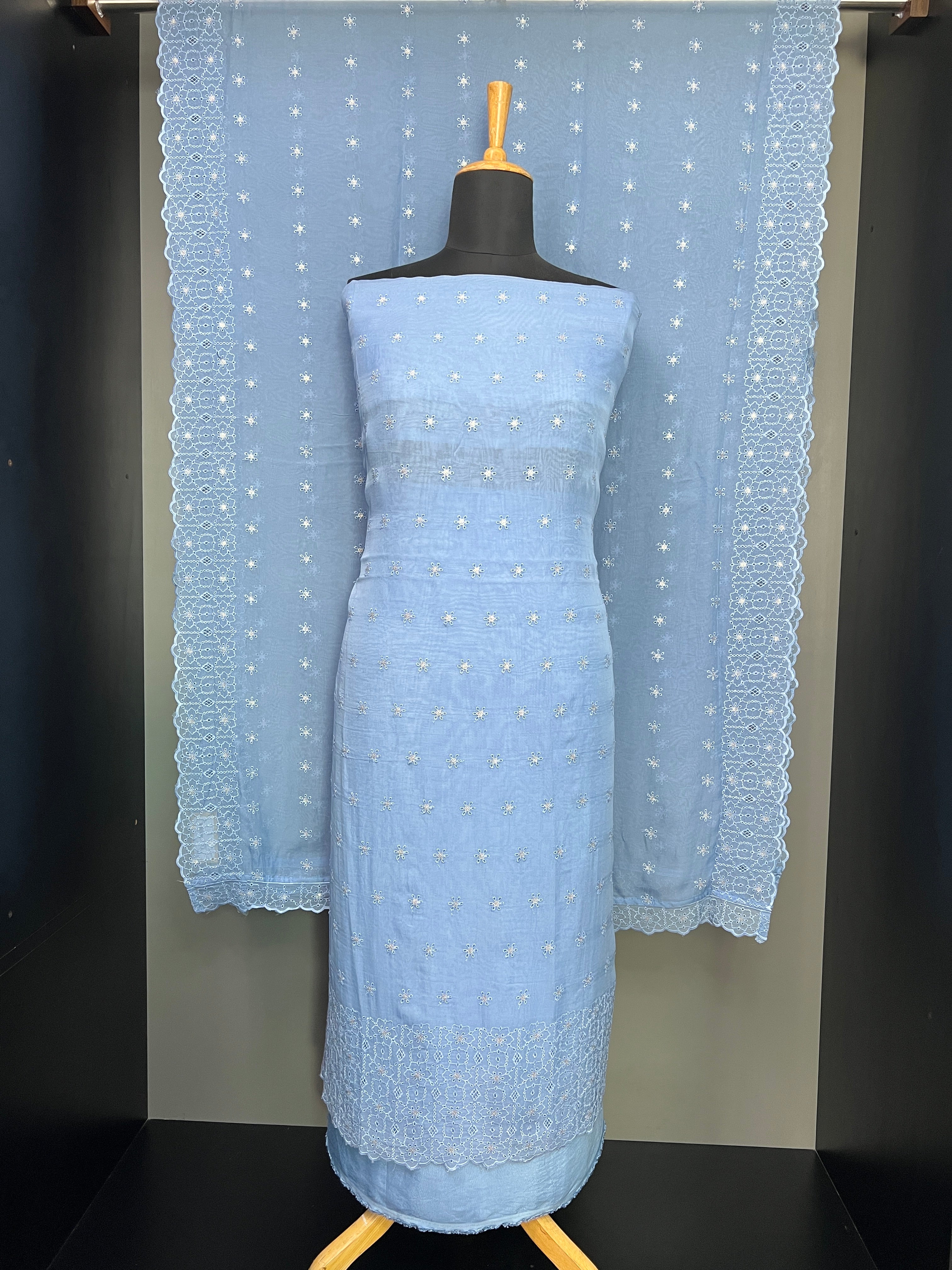 Schiffli With Sequins Detailed Organza Salwar Set | SP442