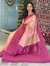 Traditional Zari Woven Stripe Patterned Semi Silk Saree | SRK103