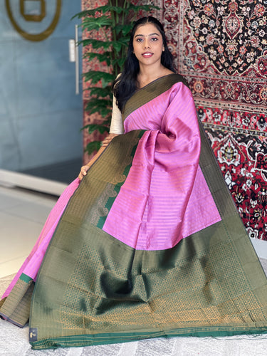 Traditional Zari Woven Stripe Patterned Semi Silk Saree | SRK107