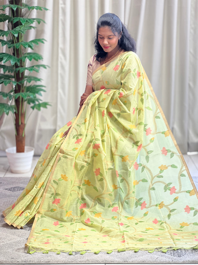 Jamdani Weaved Chanderi Finish Saree | SSN133