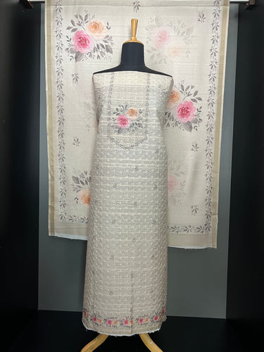 Hakoba & Floral Digital Printed Semi Tussar Salwar Set (Without Bottom) | SSN414
