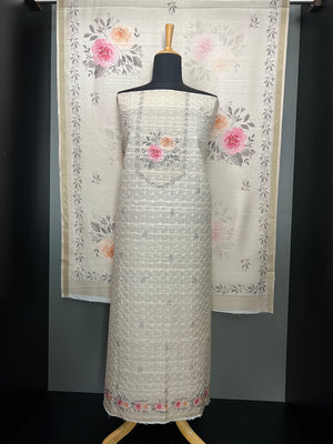 Hakoba & Floral Digital Printed Semi Tussar Salwar Set (Without Bottom) | SSN414
