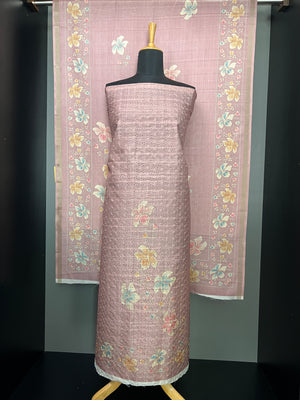 Hakoba & Floral Digital Printed Semi Tussar Salwar Set (Without Bottom) | SSN415