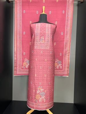 Hakoba & Floral Digital Printed Semi Tussar Salwar Set (Without Bottom) | SSN416