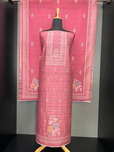 Hakoba & Floral Digital Printed Semi Tussar Salwar Set (Without Bottom) | SSN416