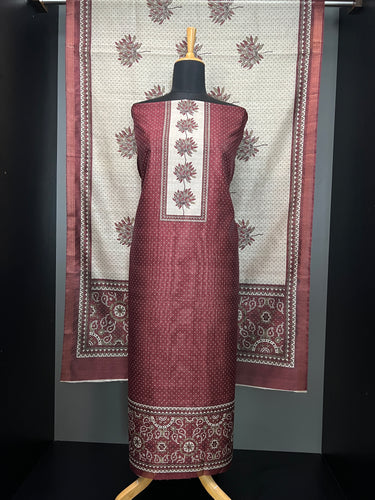 Floral Printed Semi Tussar Salwar Set (Without Bottom) | SSN422