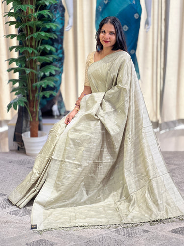 Machine Embroidery Semi Tussar Saree | SUN289