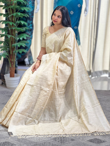 Machine Embroidery Semi Tussar Saree | SUN296