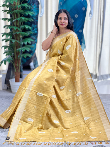 Paisley Machine Embroidery Detailed Semi Tussar Saree | SUN300