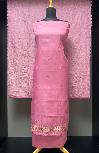 Floral Cross Stitch Embroidery Detailed Semi Silk Salwar Set | SUN376