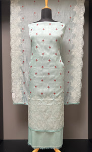 Floral Machine Embroidery Detailed Semi Silk Salwar Set | SUN405