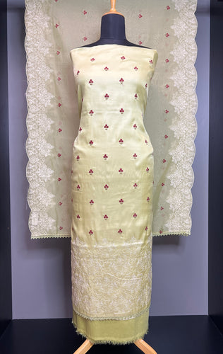 Floral Machine Embroidery Detailed Semi Silk Salwar Set | SUN406