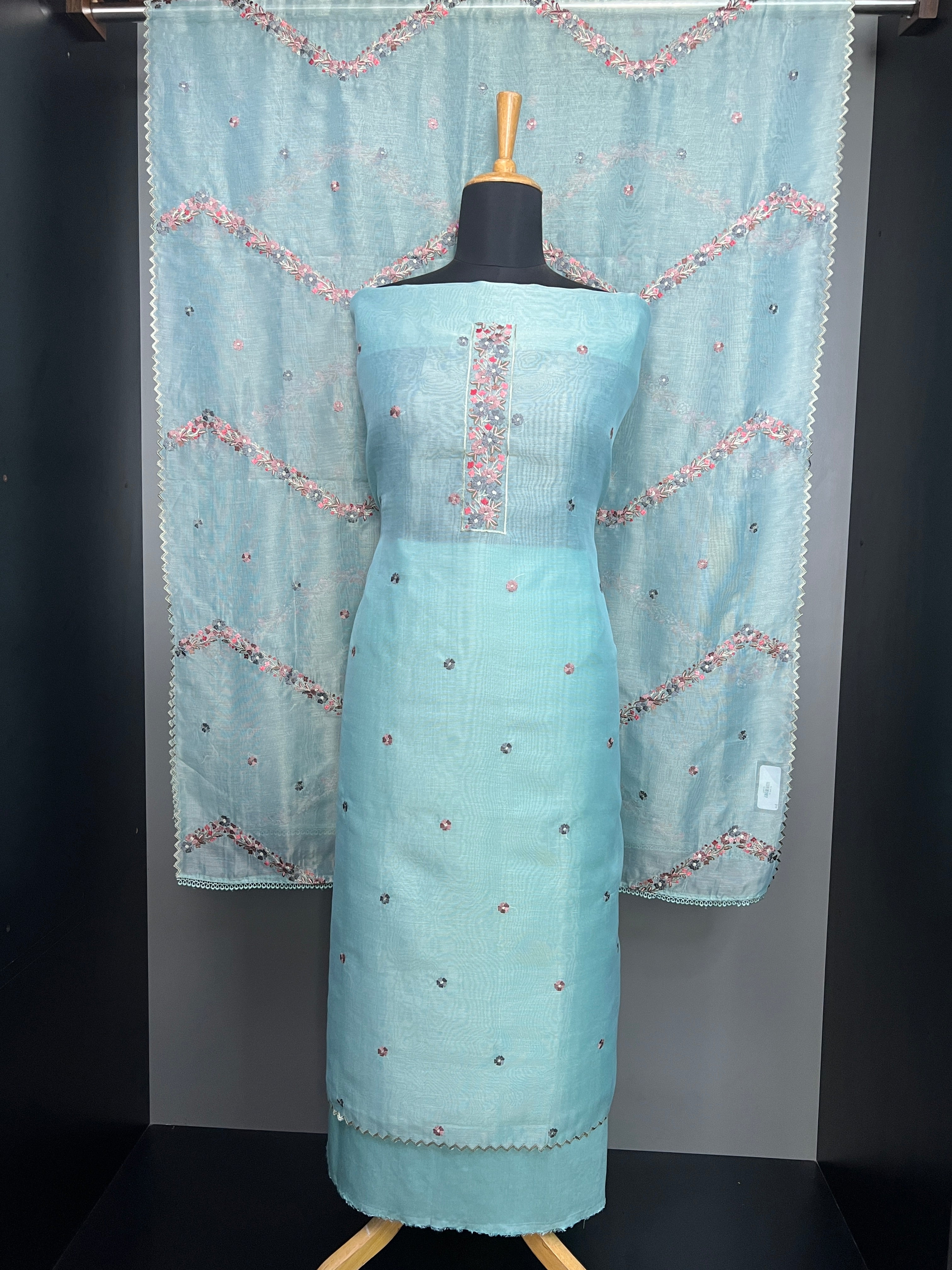 Multi-Color Floral Embroidered Tissue Organza Salwar Set | SUN667