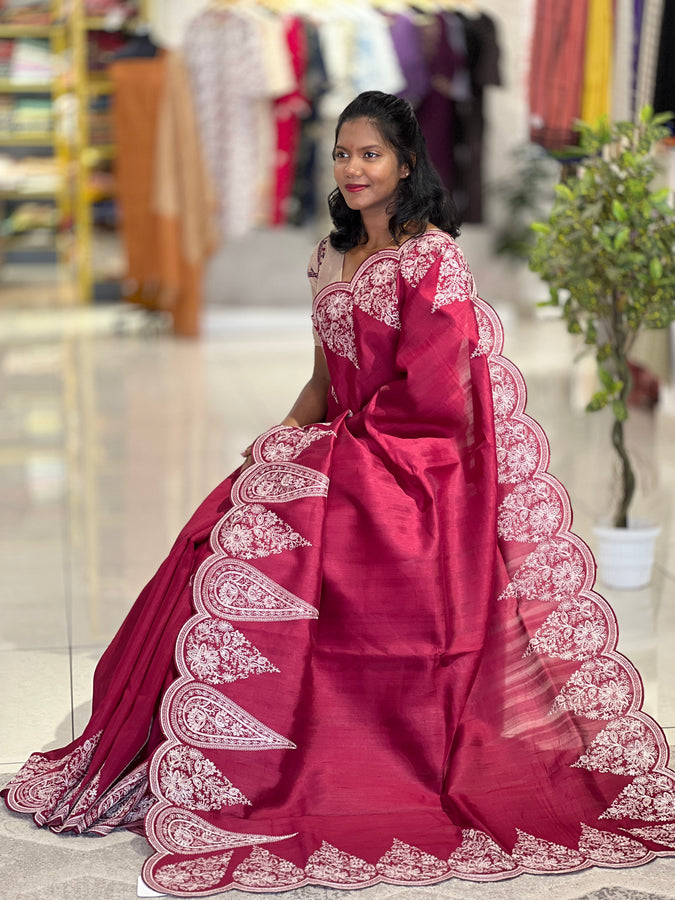 Pitta Work Detailed Semi Silk Saree  | SUN169