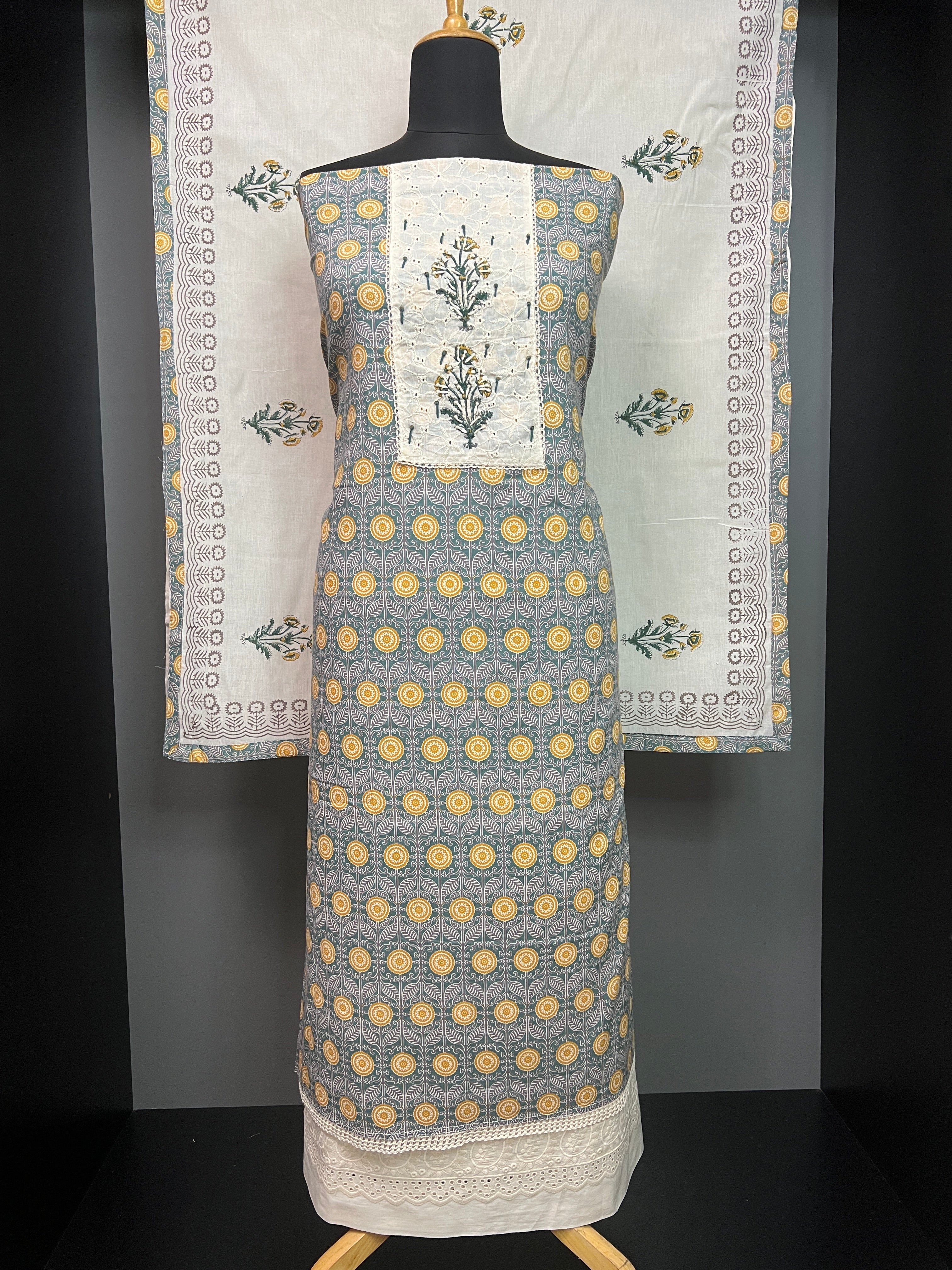 Print With Embroidery Detailed Cotton Salwar Set | SW2003