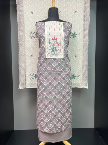 Print With Hand Painted Detailed Cotton Salwar Set | SW2007
