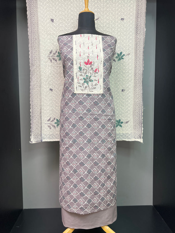 Print With Hand Painted Detailed Cotton Salwar Set | SW2007
