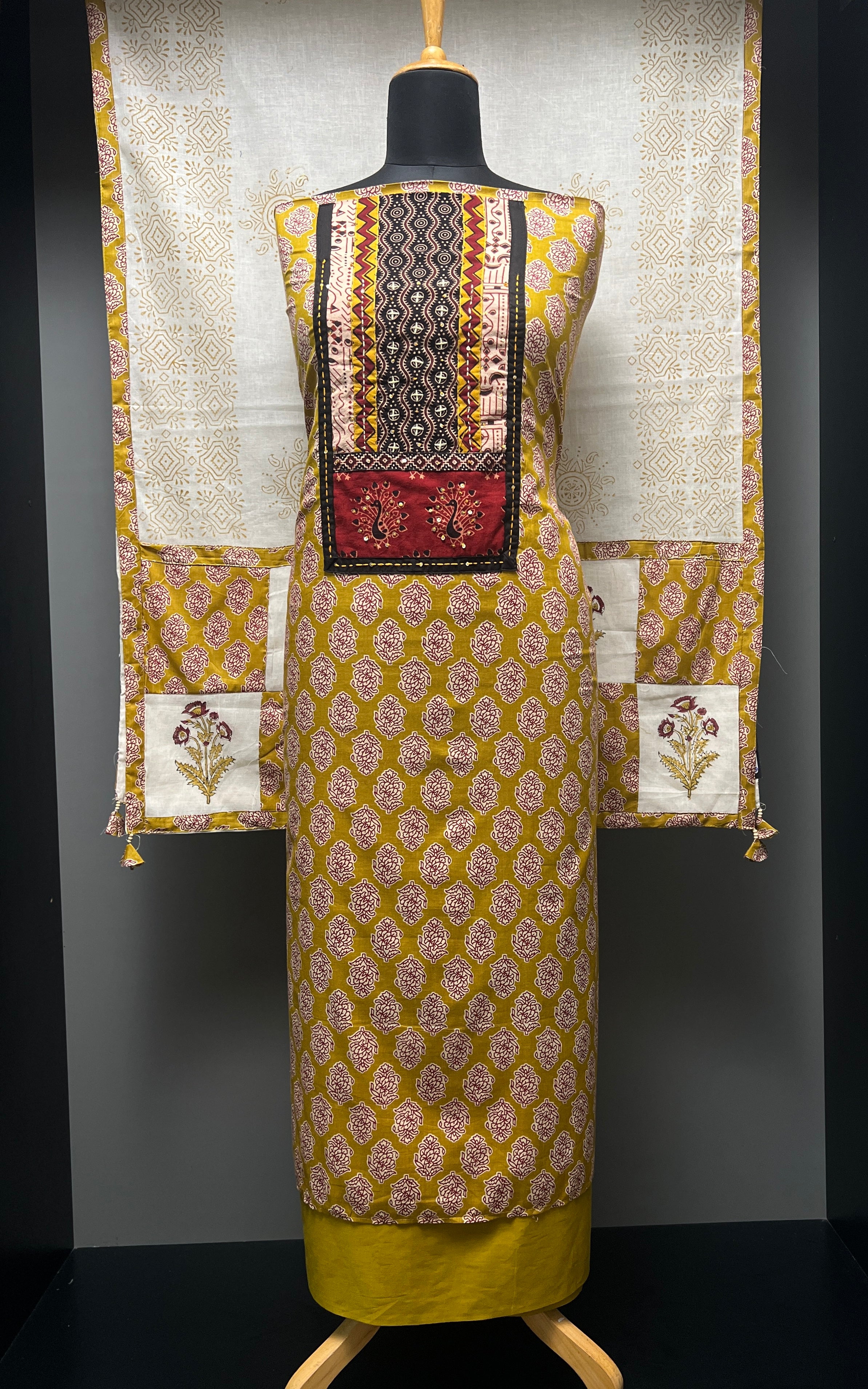 Ajrak Print With Embroidery Highlighted Cotton Salwar Set | SW2130