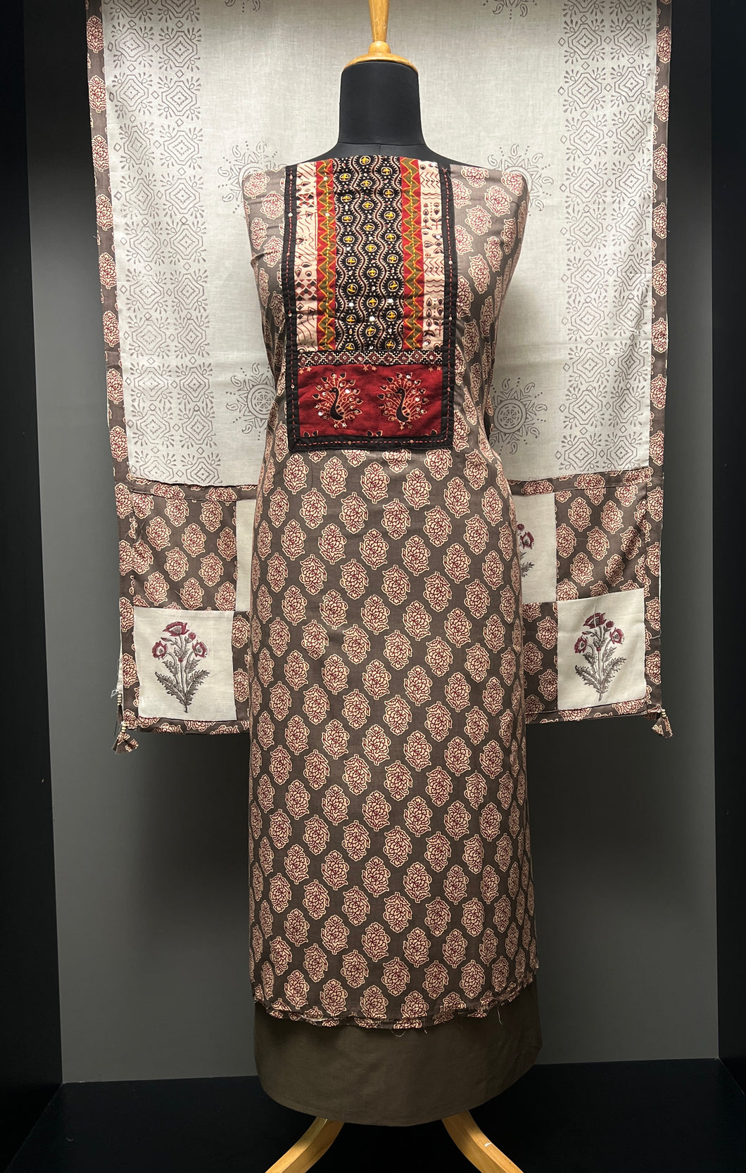 Ajrak Print With Embroidery Highlighted Cotton Salwar Set | SW2131