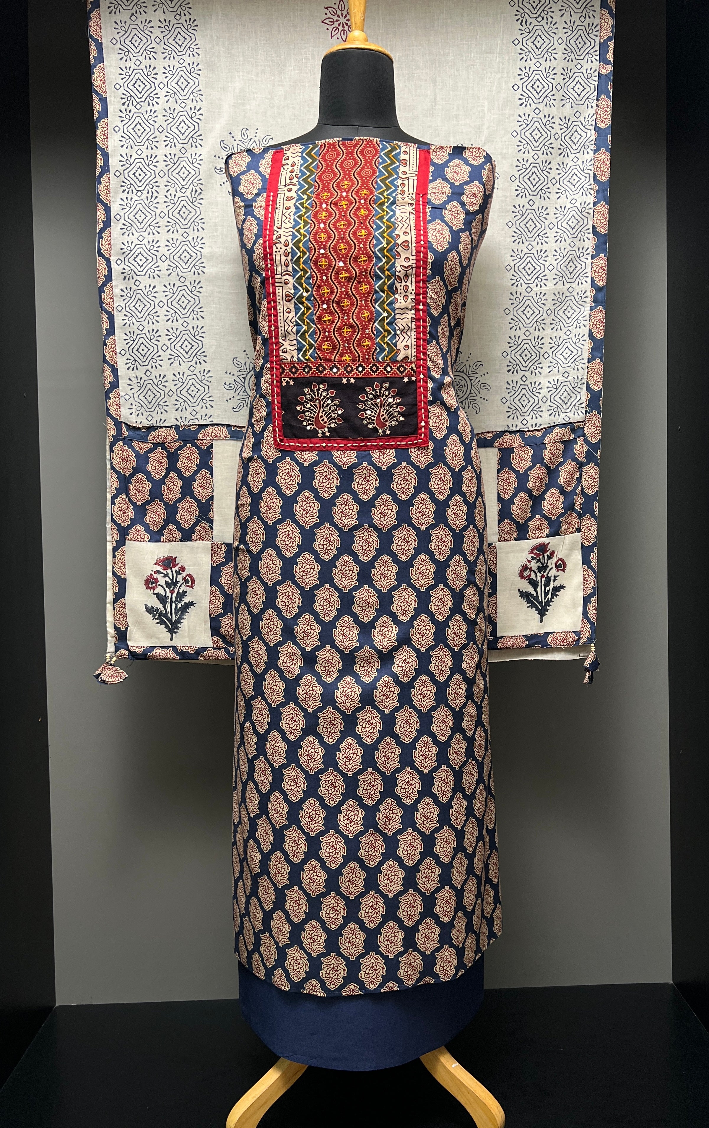 Ajrak Print With Embroidery Highlighted Cotton Salwar Set | SW2132