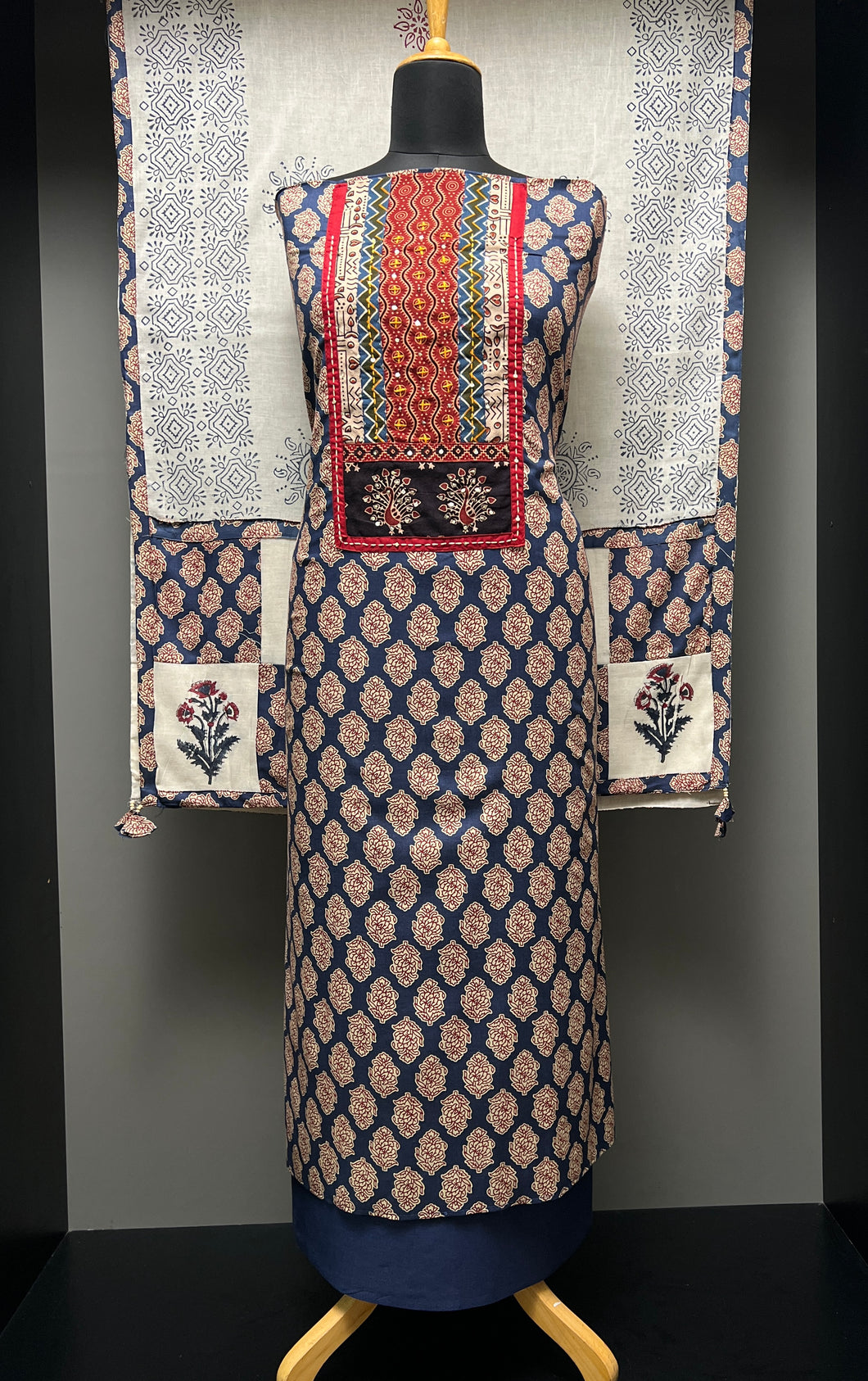 Ajrak Print With Embroidery Highlighted Cotton Salwar Set | SW2132