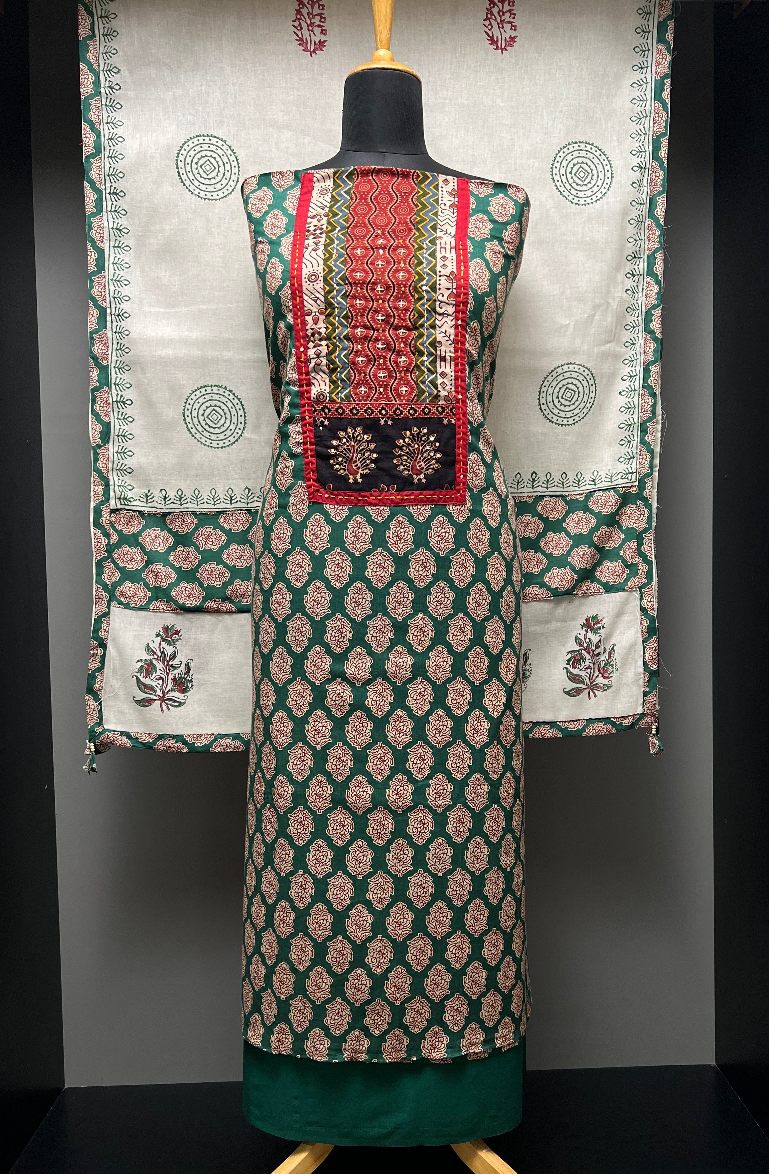 Ajrak Print With Embroidery Highlighted Cotton Salwar Set | SW2133