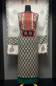Ajrak Print With Embroidery Highlighted Cotton Salwar Set | SW2133