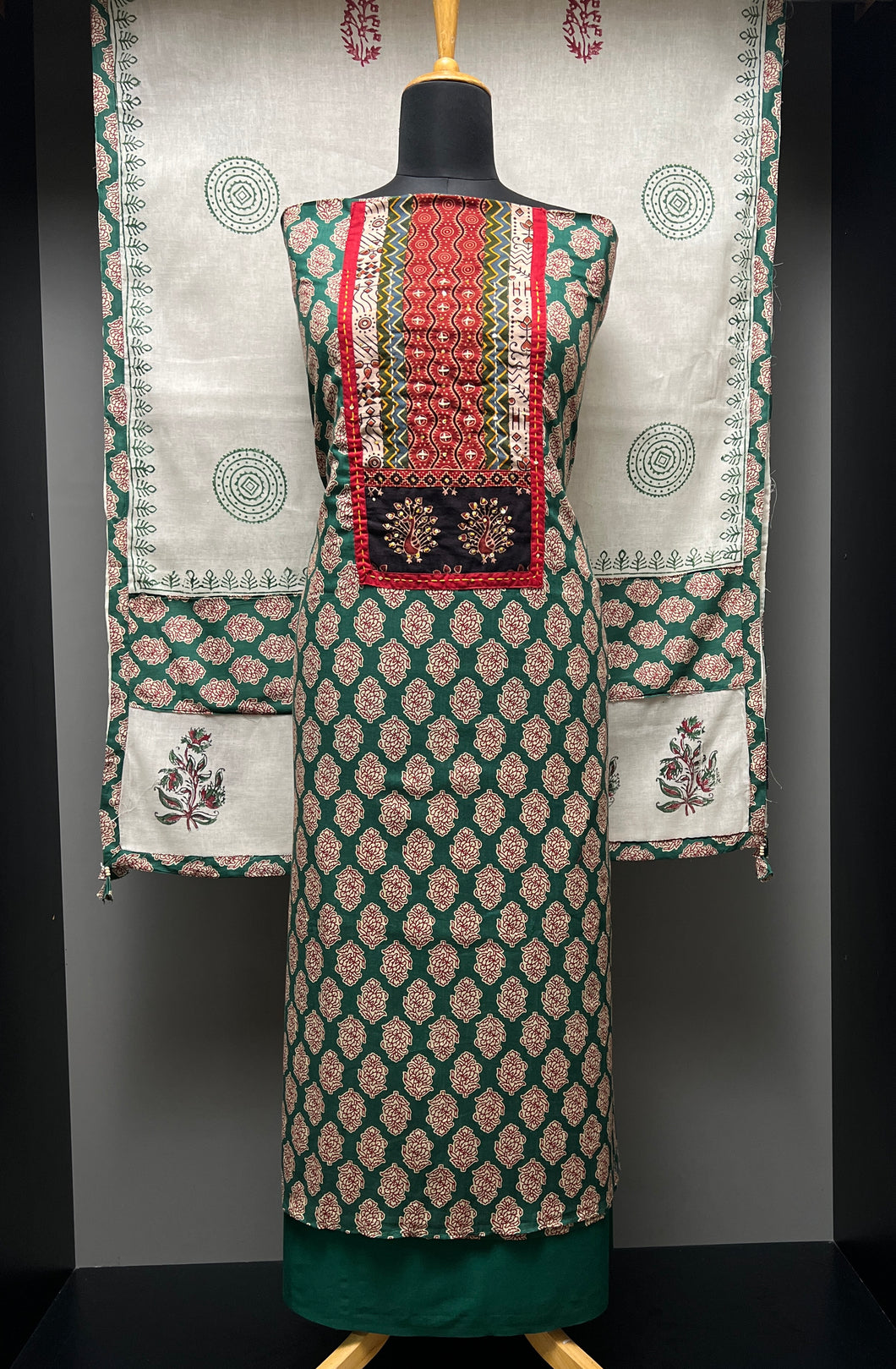 Ajrak Print With Embroidery Highlighted Cotton Salwar Set | SW2133