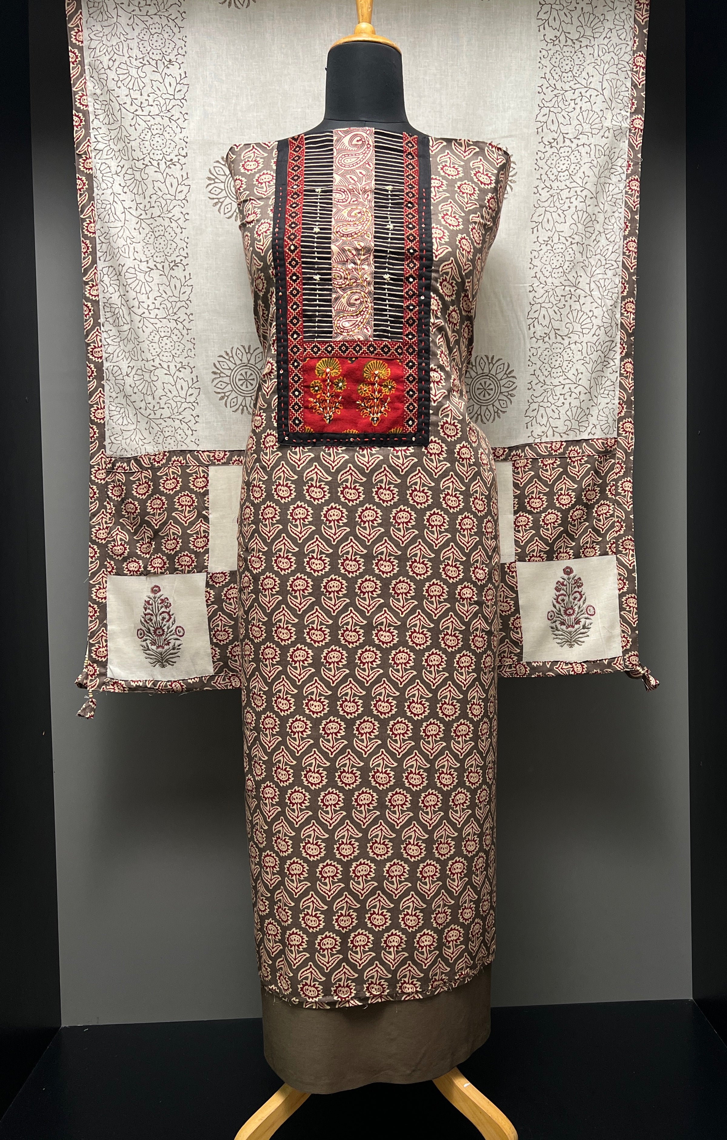 Ajrak Print With Embroidery Highlighted Cotton Salwar Set | SW2134