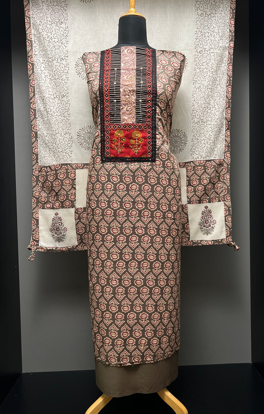 Ajrak Print With Embroidery Highlighted Cotton Salwar Set | SW2134