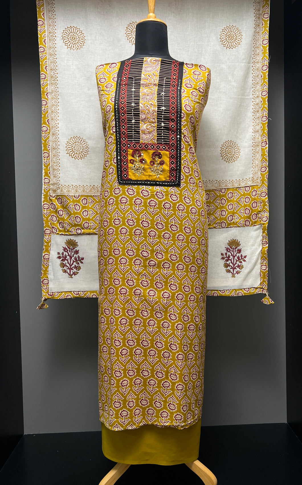 Ajrak Print With Embroidery Highlighted Cotton Salwar Set | SW2135