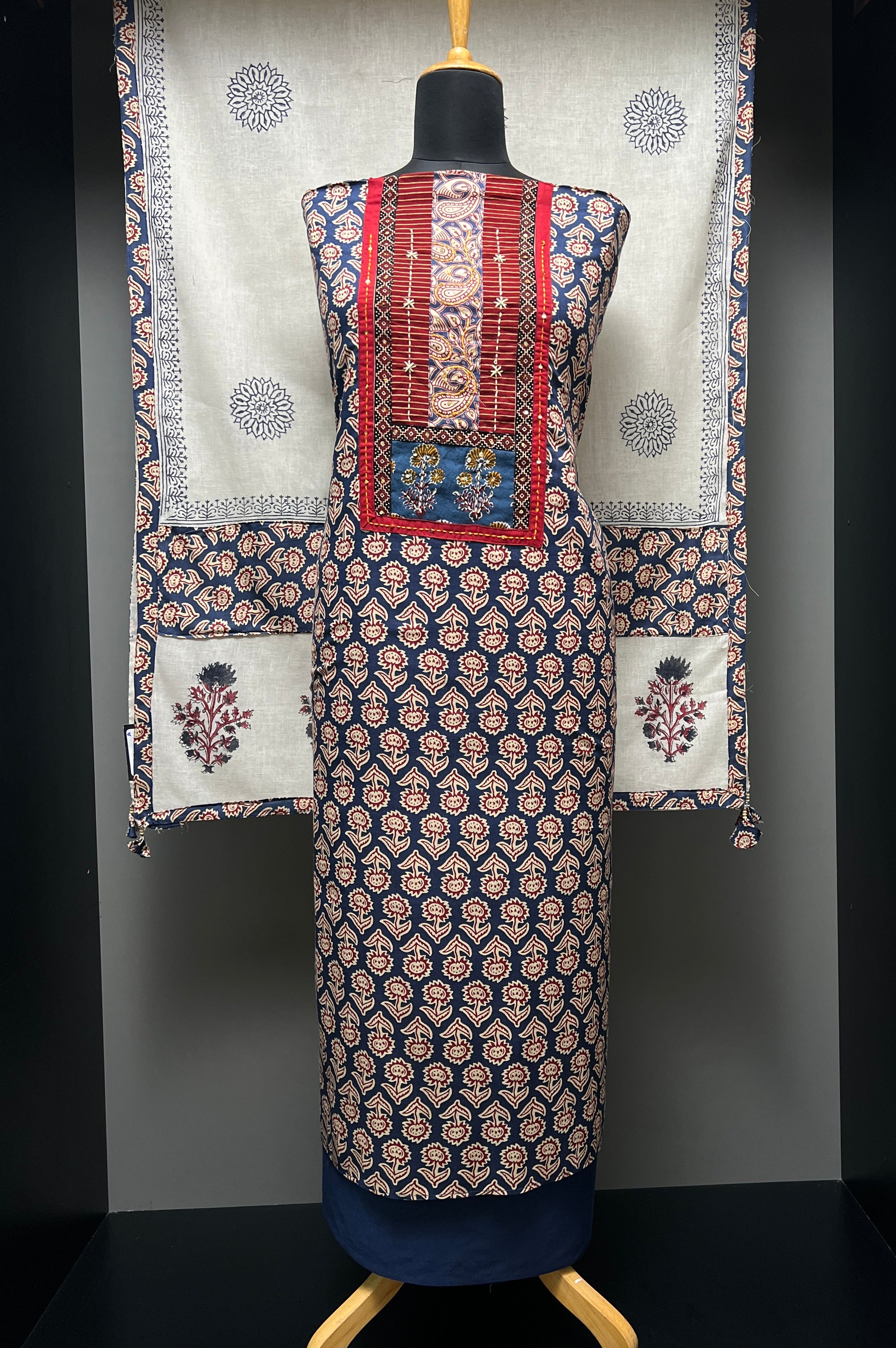 Ajrak Print With Embroidery Highlighted Cotton Salwar Set | SW2136
