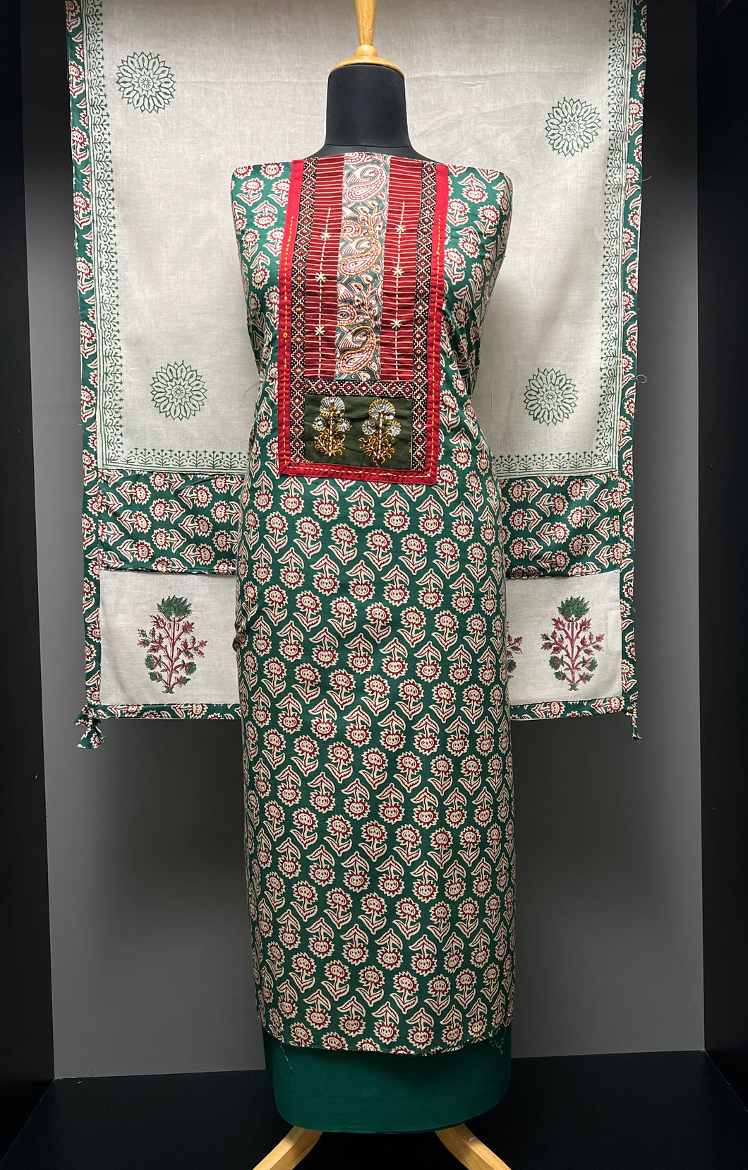 Ajrak Print With Embroidery Highlighted Cotton Salwar Set | SW2137