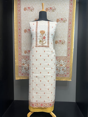 Floral Digital Print With Embroidery Highlighted Linen Salwar Set | SW2213