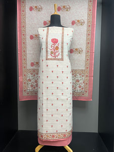 Floral Digital Print With Embroidery Highlighted Linen Salwar Set | SW2215
