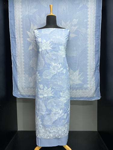 Digital Print With Machine Embroidery Detailed Cotton Salwar Set | SW2221