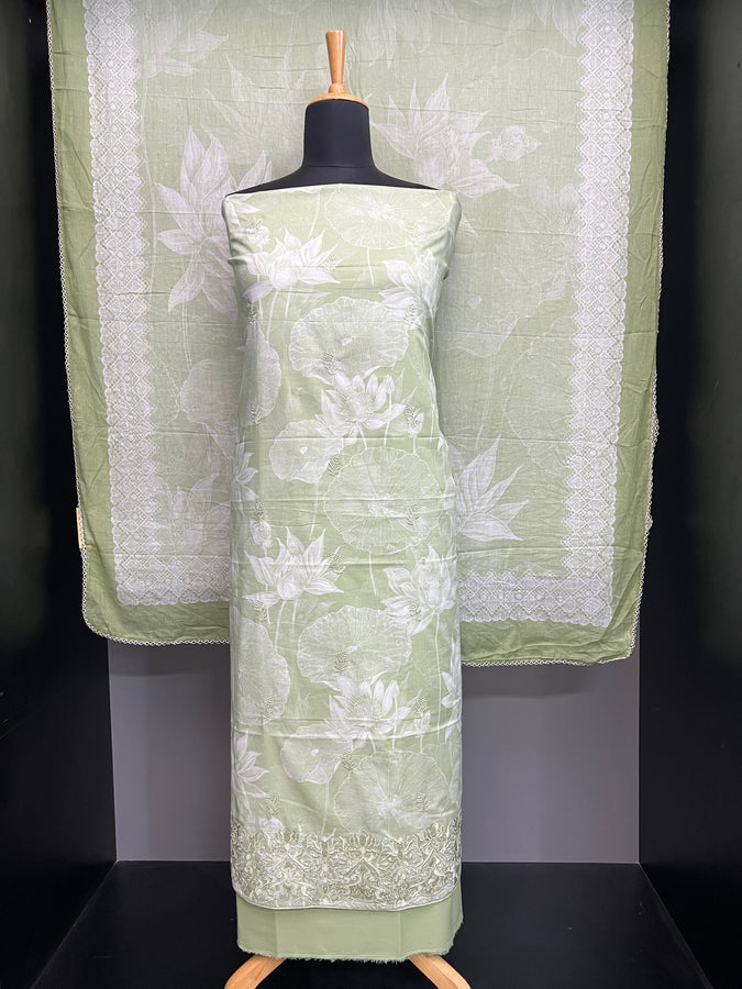 Digital Print With Machine Embroidery Detailed Cotton Salwar Set | SW2222