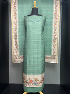 Kalamkari Inspired Print Detailed Semi Tussar Salwar Set | SW2229