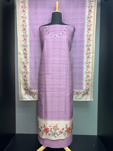 Kalamkari Inspired Print Detailed Semi Tussar Salwar Set | SW2230