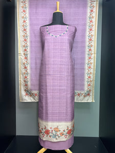Kalamkari Inspired Print Detailed Semi Tussar Salwar Set | SW2230