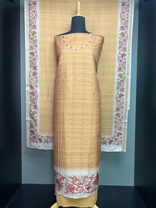 Kalamkari Inspired Print Detailed Semi Tussar Salwar Set | SW2231