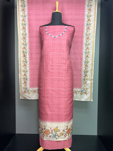 Kalamkari Inspired Print Detailed Semi Tussar Salwar Set | SW2232
