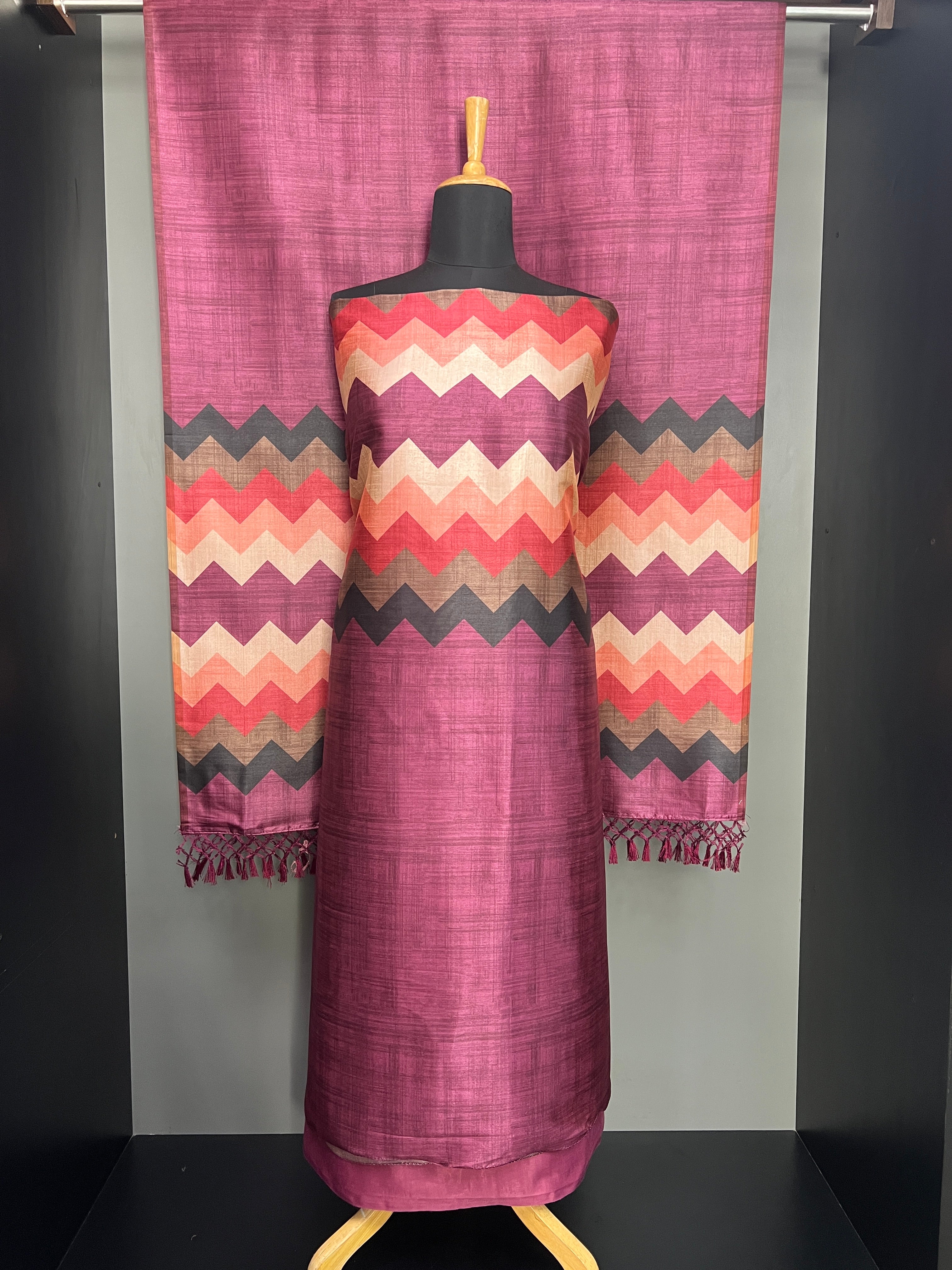 Zig Zag Printed Semi Tussar Salwar Set | SW2275