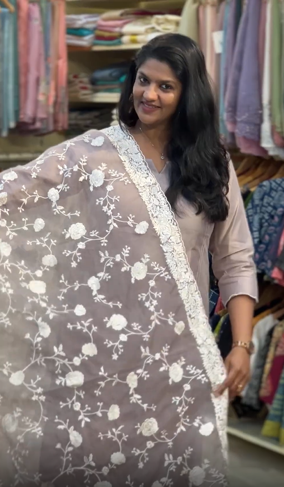 Solid Patterned Chanderi Kurta Set | DNT1095