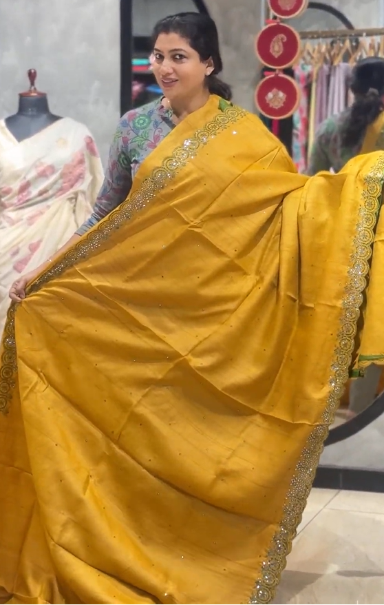 Mirror With Embroidery Detailed Desi Tussar Saree | RGD818R