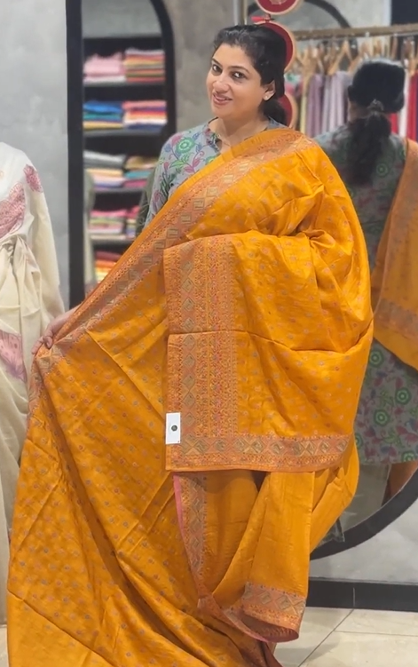 Floral Embroidery Detailed Desi Tussar Saree | RGD820R