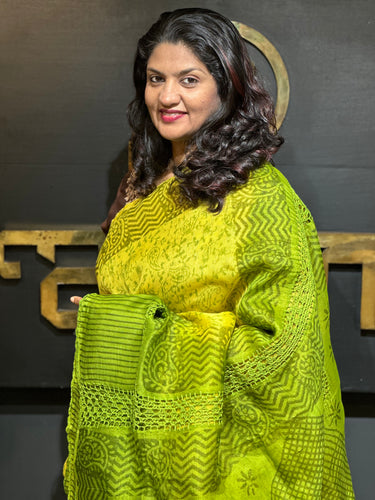 Hand Block Print Design Supernet Kota Saree | SF917