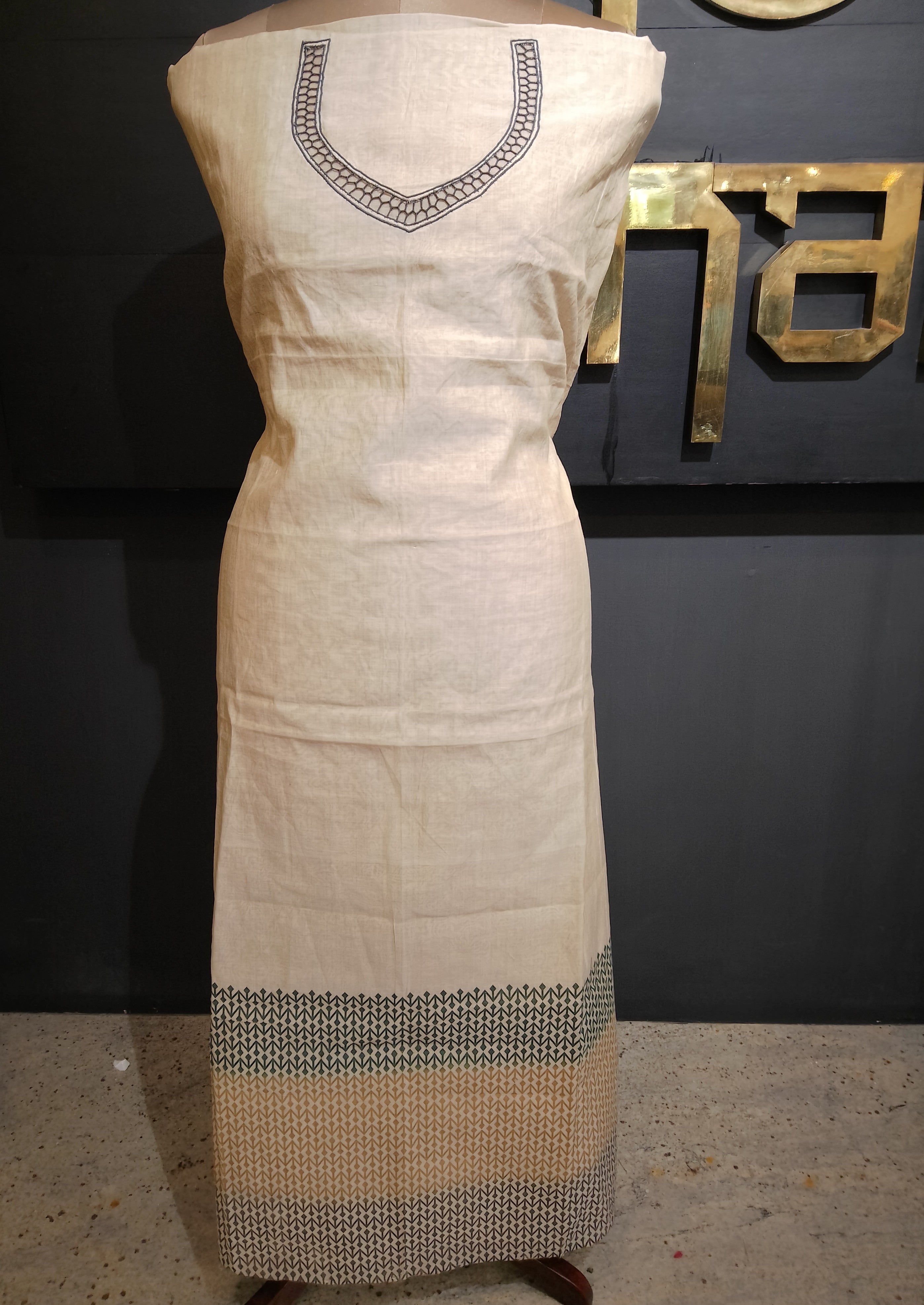 Screen Printed and Yoke Cutwork Kurta Material |TC156