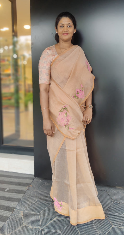 Twine Cutwork, Honeycomb Design Saree | TC227