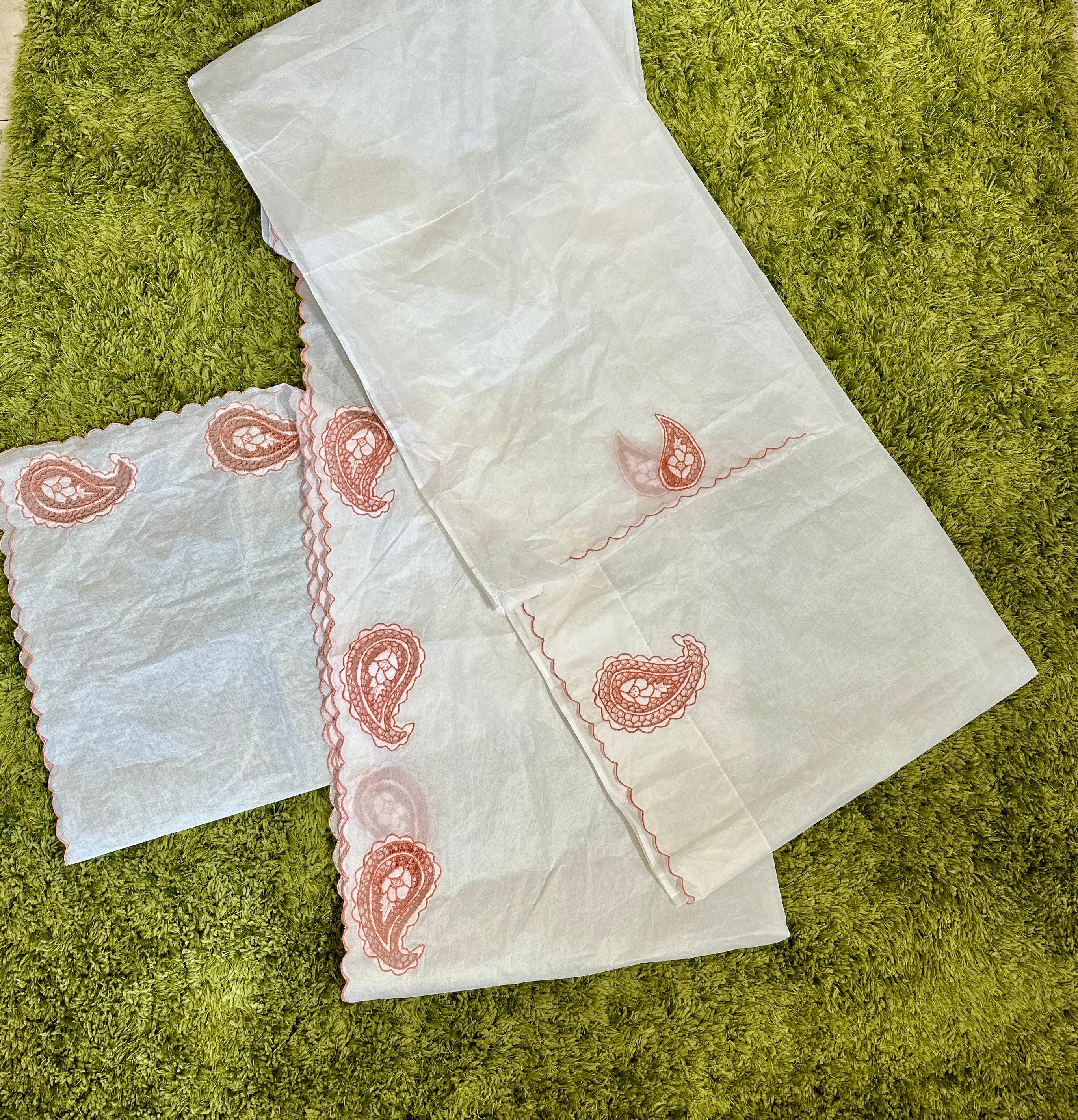 Twine Cutwork Floral Design Organdy Saree | TC387